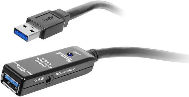Alt view image 11 of 13 - SIIG JU-CB0811-S1 Black USB 3.0 Active Repeater Cable w/ Power adapter