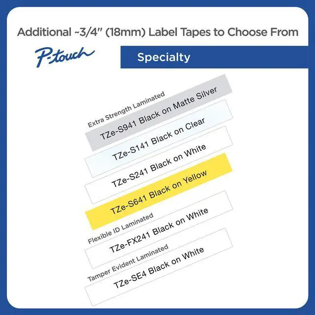 Alt view image 20 of 20 - Brother P-Touch TZE-545 TZ Standard Adhesive Laminated Labeling Tape, 3/4w, White on Blue