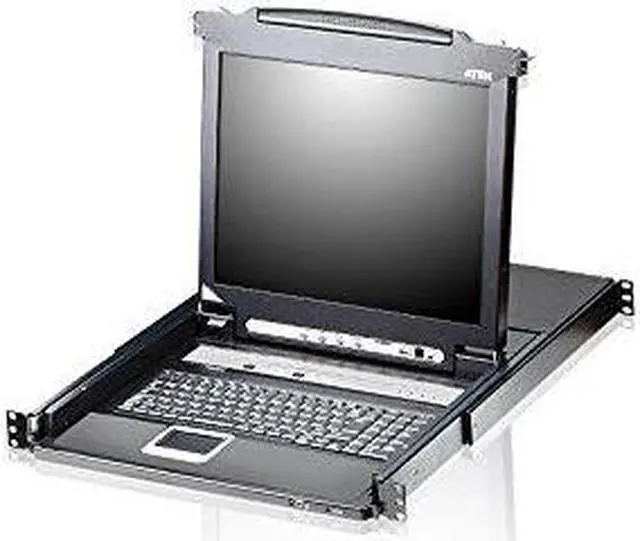 Alt view image 12 of 13 - Aten 8-Port Slideaway 19in. Single Rail LCD KVM Switch