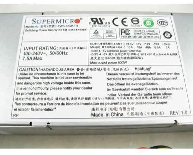 Alt view image 13 of 14 - SUPERMICRO PWS-605P-1H Supermicro PWS-605P-1H 600W 80 PLUS Platinum 1U Single Power Supply w PFC
