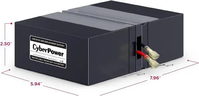 Alt view image 9 of 12 - CyberPower - RB1280X2D - CyberPower RB1280X2D UPS Replacement Battery Cartridge 12V 8AH - 8000 mAh - 12 V DC -