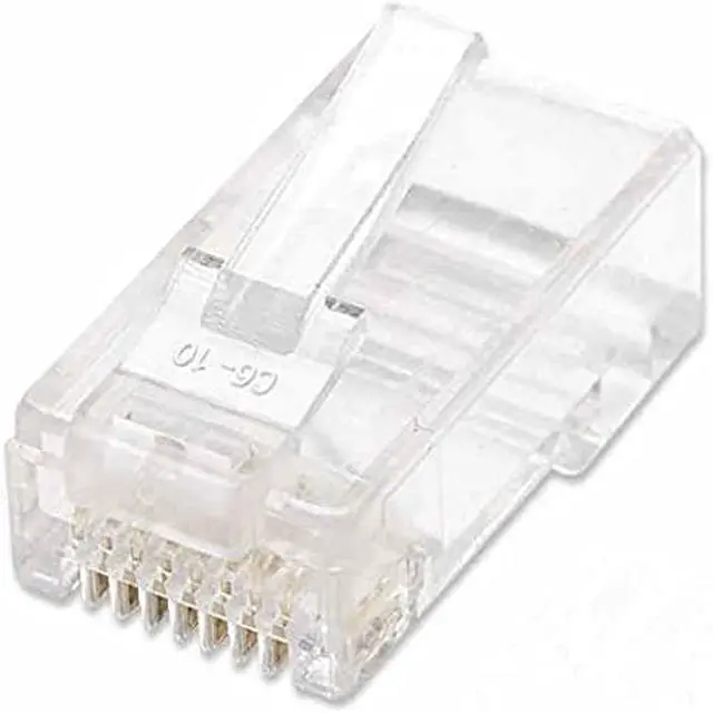 Alt view image 7 of 8 - Intellinet Cat6 2-prong Modular Plugs, Jar of 100 - UTP, Cat6 Modular Plugs for Stranded Wire"