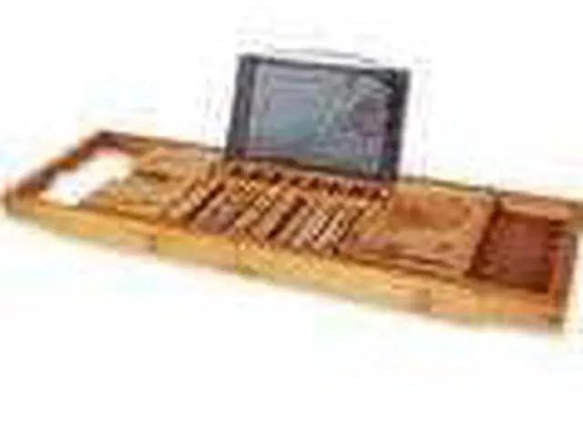 Alt view image 8 of 9 - SereneLife Luxury Bamboo Bathtub Shower Caddy Tray Organizer with Wine Holder