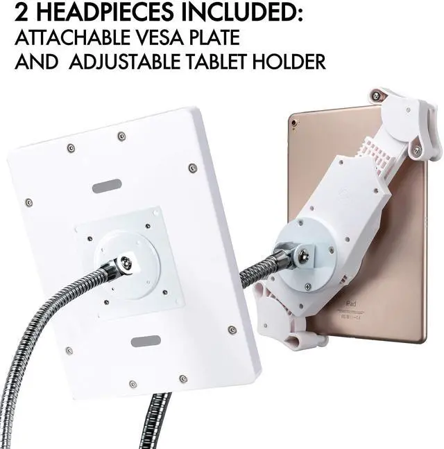 Alt view image 15 of 20 - CTA Digital PAD-HFSVU Gooseneck Floor Stand with VESA Plate and Storage Basket