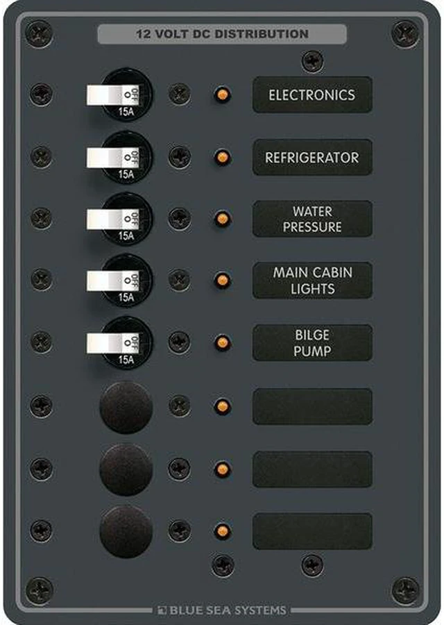 Alt view image 4 of 4 - Blue Sea Systems - 8023 - Std DC Wht Togl, 5-15A, 3-Open w/o Meter