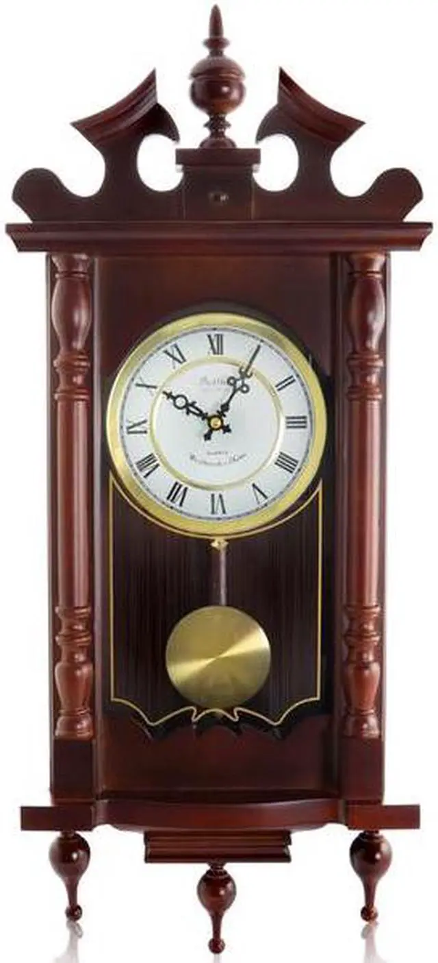 Alt view image 8 of 8 - Bedford Clock Collection Classic Chiming Wall Clock With Roman Numerals