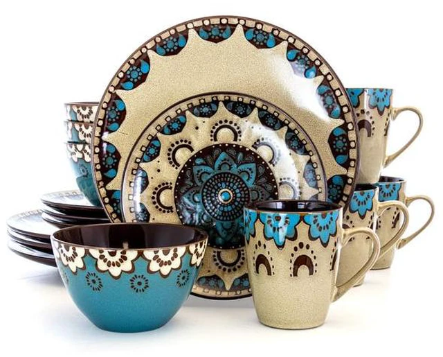 Alt view image 8 of 8 - Elama Clay Heart 16 Piece Luxurious Stoneware Dinnerware with Complete Setting for 4, 16Piece