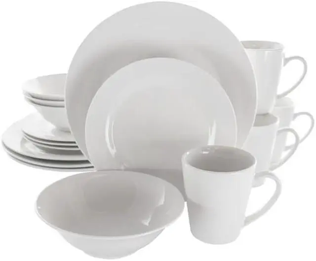 Alt view image 8 of 9 - Elama Marshall 16 Piece Porcelain Dinnerware Set in White