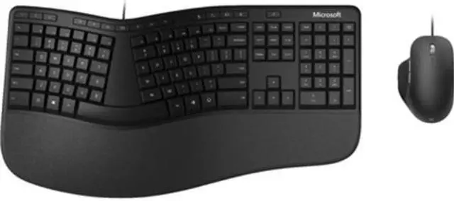 Alt view image 15 of 20 - Microsoft Ergonomic Desktop - Black - Wired, Comfortable, Ergonomic Keyboard and Mouse Combo, with Cushioned Wrist and Palm Support. Split Keyboard. Dedicated Office Key.