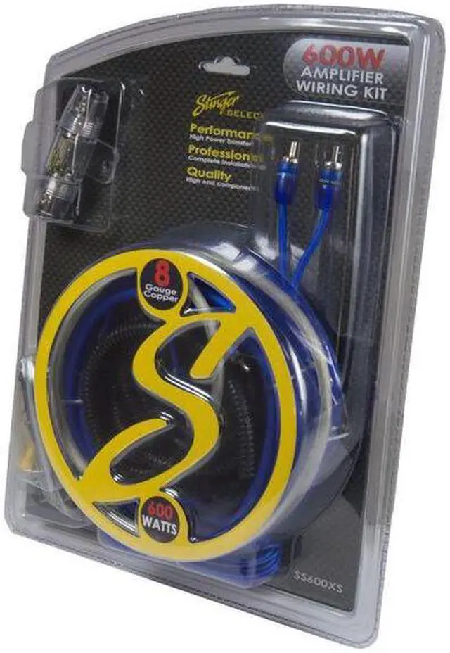 Alt view image 10 of 10 - Stinger 8 Ga Copper 600w Amp Kit W/blue Twisted Rca
