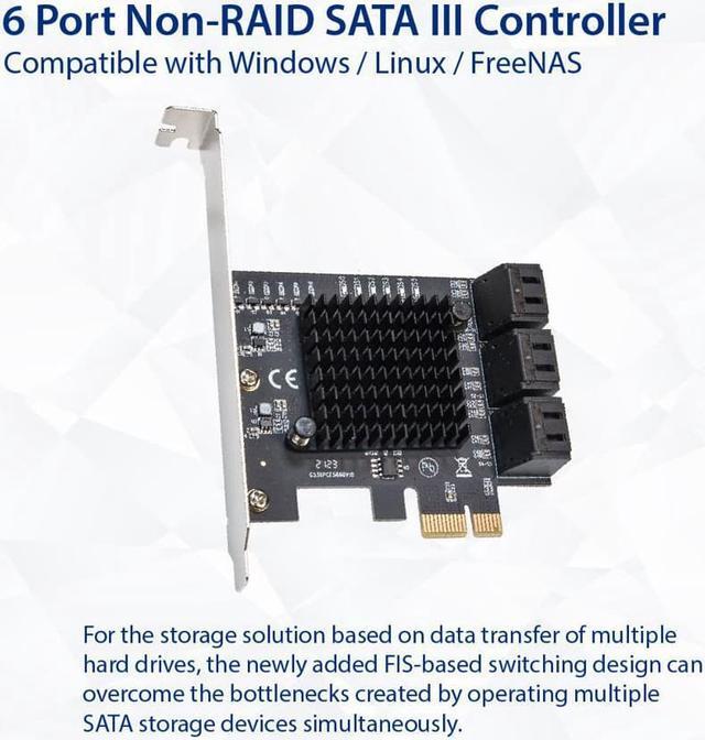 Alt view image 15 of 17 - 6 Port SATA III to PCIe 3.0 x1 NON-RAID Expansion Card