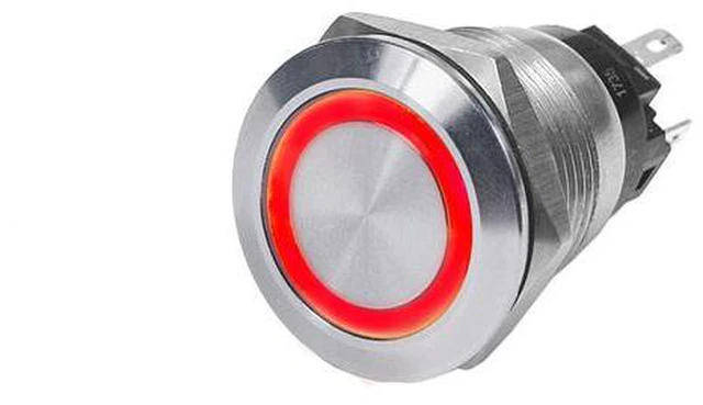 Alt view image 13 of 15 - Push Switch, Stain., Off-On, Red, 10A