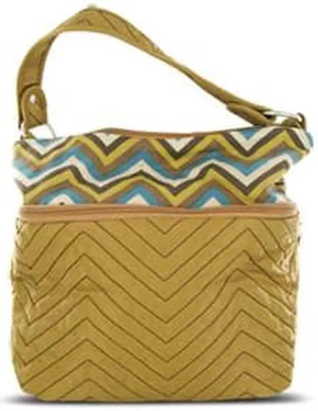 Alt view image 2 of 3 - Travelon Quilted Nylon Zip-Top Train Case - Tan/Zig Zag Pattern