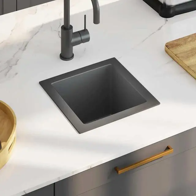 Alt view image 7 of 13 - vidaXL Handmade Kitchen Sink Black Stainless Steel