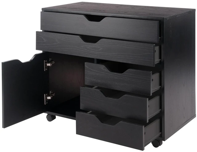 Alt view image 13 of 13 - Halifax Wide Storage Cabinet, 3-Small & 2-Wide Drawers, Black
