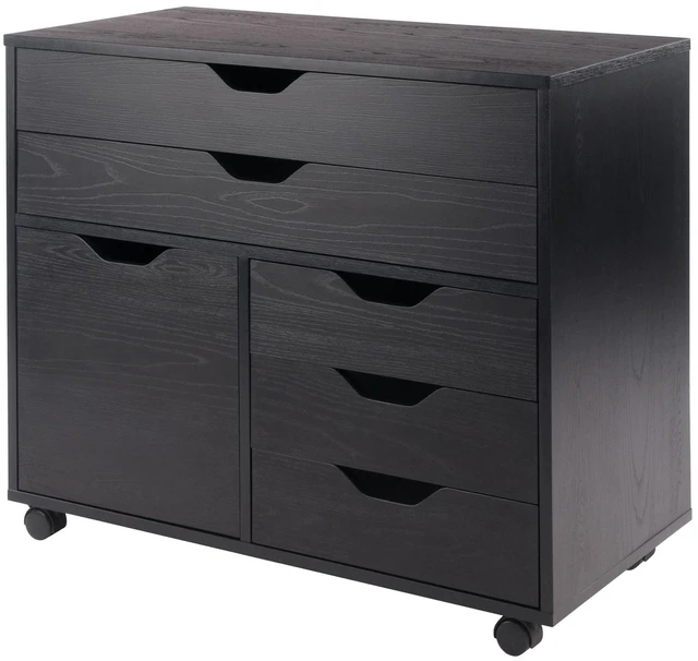 Alt view image 12 of 13 - Halifax Wide Storage Cabinet, 3-Small & 2-Wide Drawers, Black