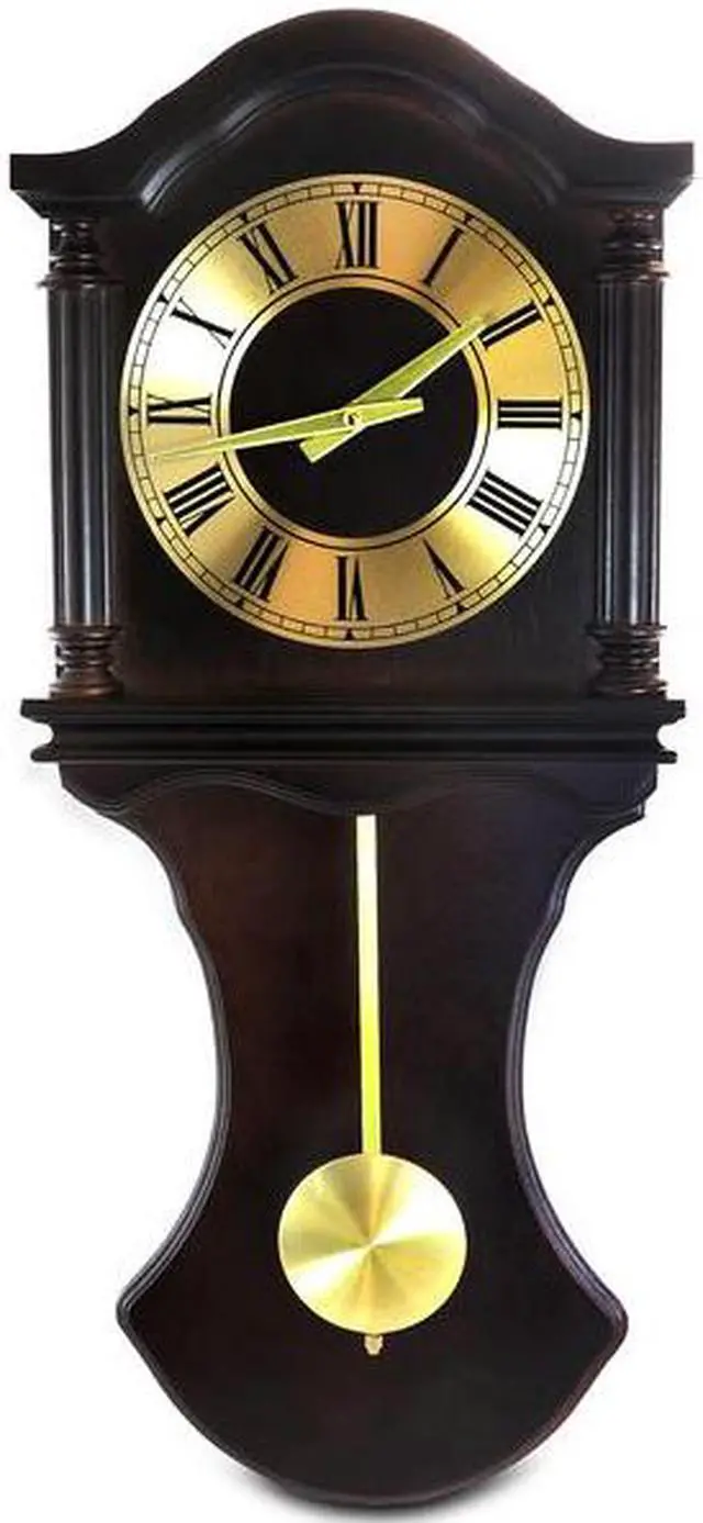 Alt view image 8 of 8 - Clock Collection Mahogany Wood Wall Clock with Pendulum and Chimes