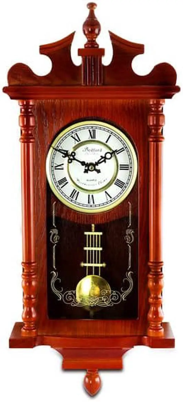 Alt view image 6 of 7 - Bedford Clock Collection Redwood Mantel Clock with Chimes