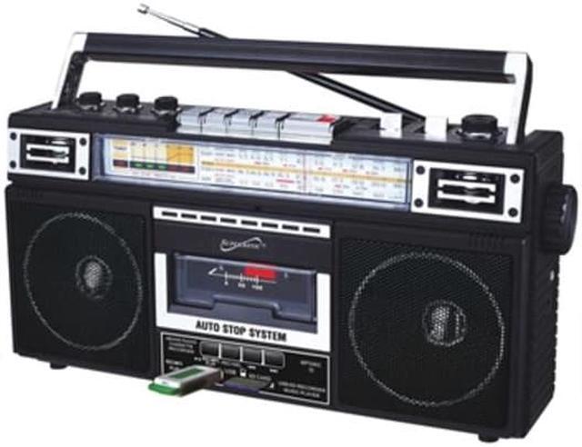 Alt view image 12 of 14 - Supersonic SC-3201BT-BK 4 Band Radio & Cassette Player + Cassette To Mp3 Converter & Bluetooth (Black)