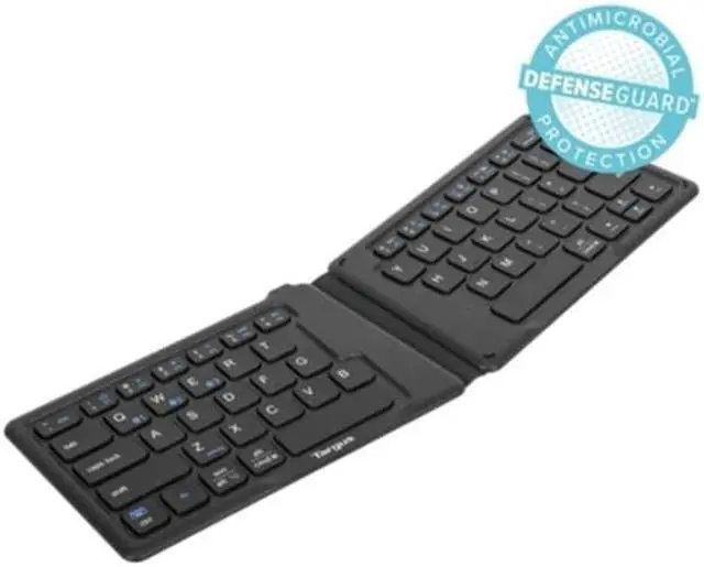 Alt view image 5 of 14 - Targus Ergonomic Foldable Bluetooth Antimicrobial Keyboard Black AKF003US