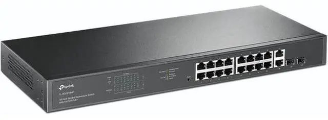 Alt view image 13 of 20 - TP-Link TL-SG1218MP | 16 Port Gigabit PoE Switch | 16 PoE+ Ports @250W, w/ 2 Uplink Gigabit Ports + 2 Combo SFP Slots | Plug & Play | Sturdy Metal | Rack-mountable