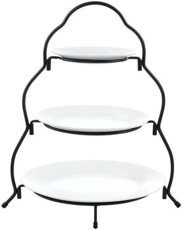 Alt view image 7 of 8 - Elama 3 Tier Round Plate Porcelain Serveware Set