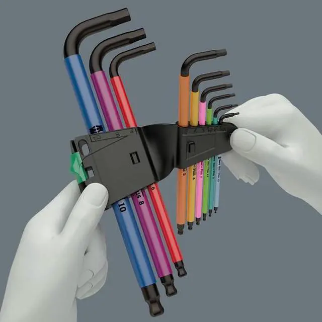 Alt view image 3 of 4 - Wera Hex-Plus Color Coded Metric Long Shaft with Hold Function L-Key 9 Piece Set
