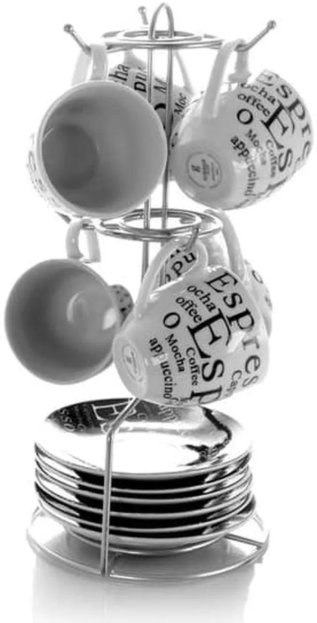 Alt view image 4 of 4 - Gibson 53506.13 13 Piece Stoneware Espresso Set, White/Black