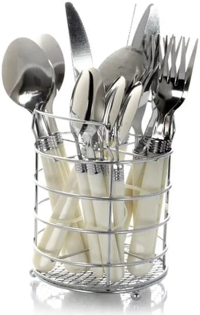 Alt view image 3 of 3 - Gibson 53382.16 Sensations II Plastic Handle Flatware, White - 16 Piece