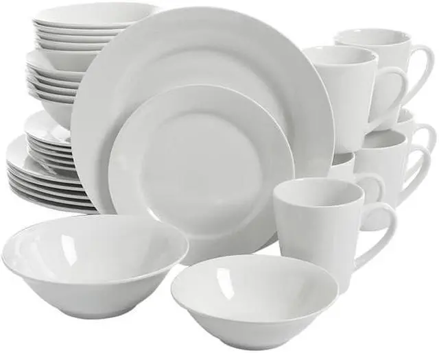 Alt view image 5 of 5 - Gibson Home Noble Court 30 Piece Ceramic Dinnerware Set in White