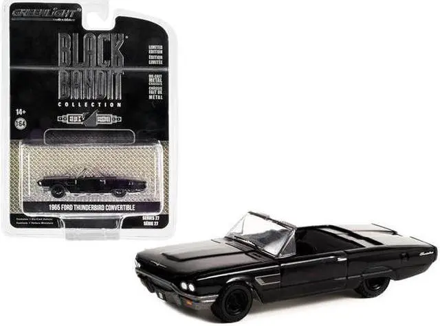 Main image of 1965 Ford Thunderbird Convertible Black "Black Bandit" Series 27 1/64 Diecast Model Car By Greenlight