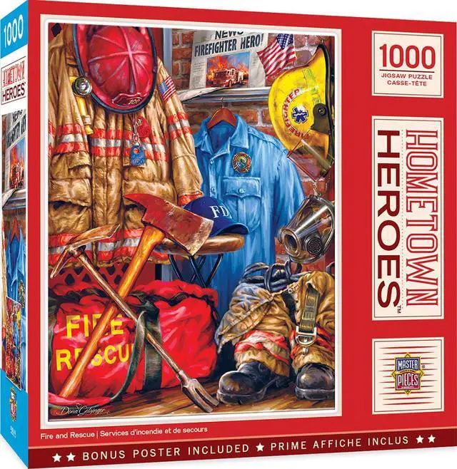 Alt view image 9 of 10 - MasterPieces Hometown Heroes Fire and Rescue - Uniforms and Gear 1000 Piece Jigsaw Puzzle by Dona Gelsinger