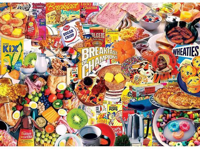 Alt view image 13 of 14 - masterpieces flashbacks 1000 puzzles collection - breakfast of champions 1000 piece jigsaw puzzle