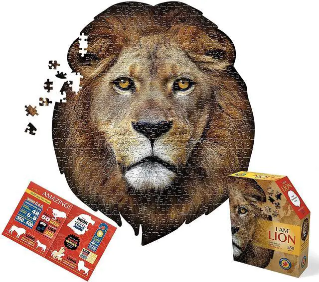 Main image of I AM Lion 550 Piece Animal Head-Shaped Jigsaw Puzzle