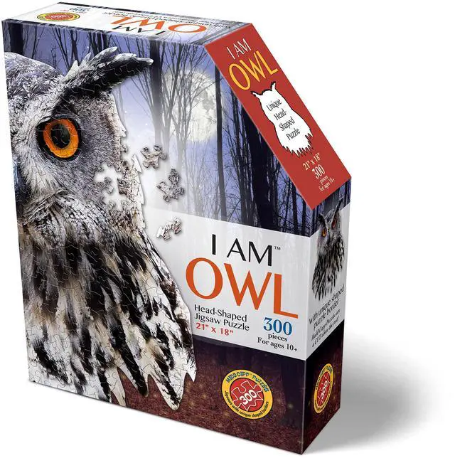 Alt view image 2 of 2 - I AM Owl 300 Piece Animal Head-Shaped Jigsaw Puzzle