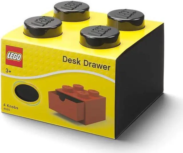 Alt view image 2 of 2 - LEGO Desk Drawer 4 Knobs Stackable Storage Box | Black
