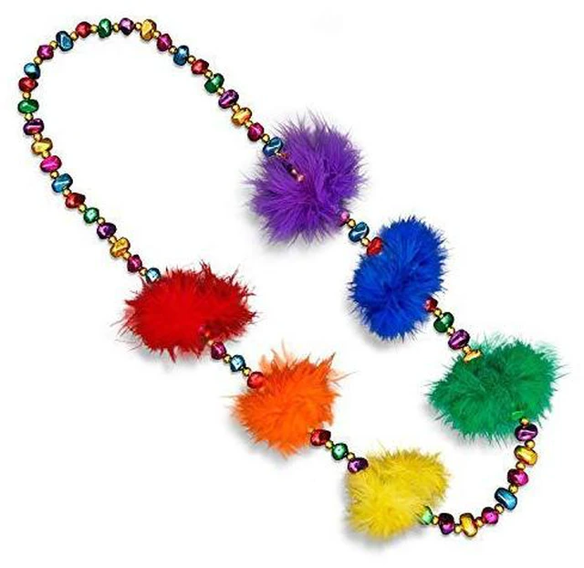 Main image of blinkee Rainbow Feather Beaded Necklace by