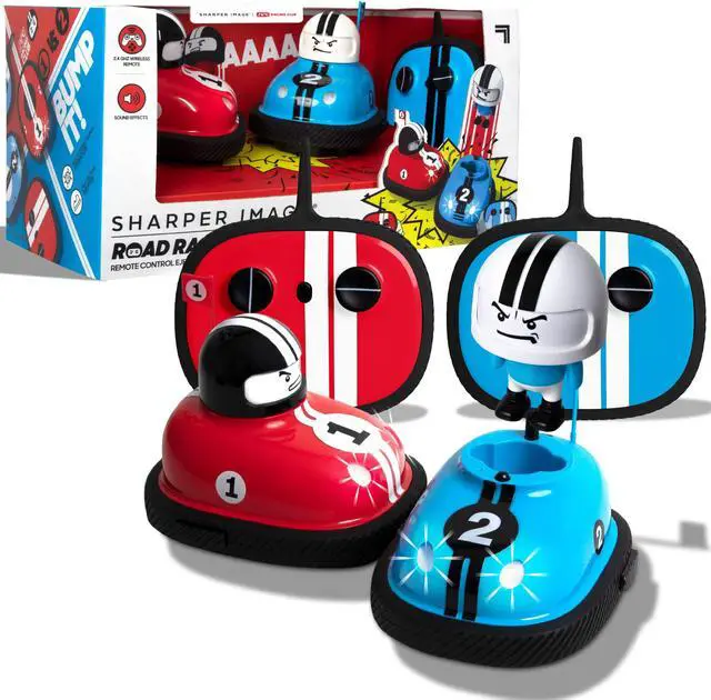 Main image of Sharper Image Road Rage Remote Control Cars, Mini RC Speed Ejector Bumper Cars, 2 Player Head to Head Battle Game with Ejecting Drivers, Sounds & Lights, Fun Indoor Kids Toys for Ages 6 and Up