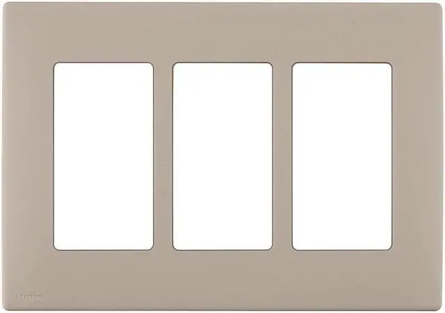 Main image of Leviton REWP3-cA Renu Three-gang Screwless Snap-On Wallplate, cafA Latte