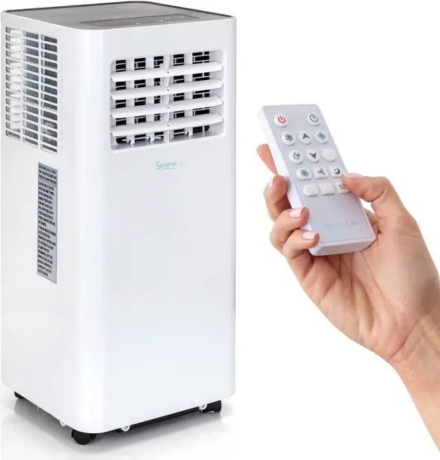 Main image of SereneLife SLPAc805W Portable Air conditioner - compact Home Ac cooling Unit with Built-in Dehumidifier  Fan Modes, Includes Window Mount Kit (8,000 BTU), White