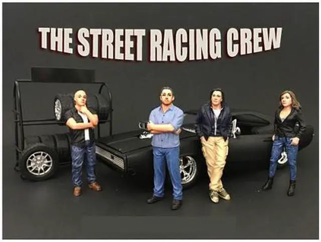 Alt view image 9 of 9 - The Street Racing Crew 4 Piece Figure Set For 1:18 Scale Models by American Diorama