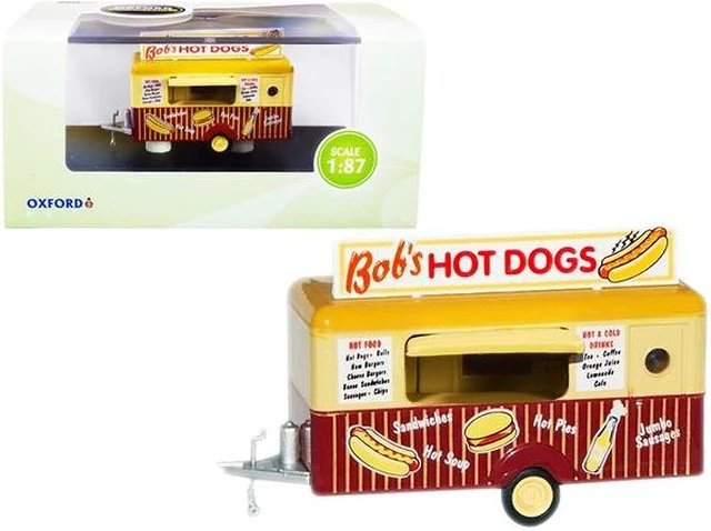Alt view image 2 of 2 - \Bob\'s Hot Dogs\ Mobile Food Trailer 1/87 (HO) Scale Diecast Model by Oxford Diecast"""