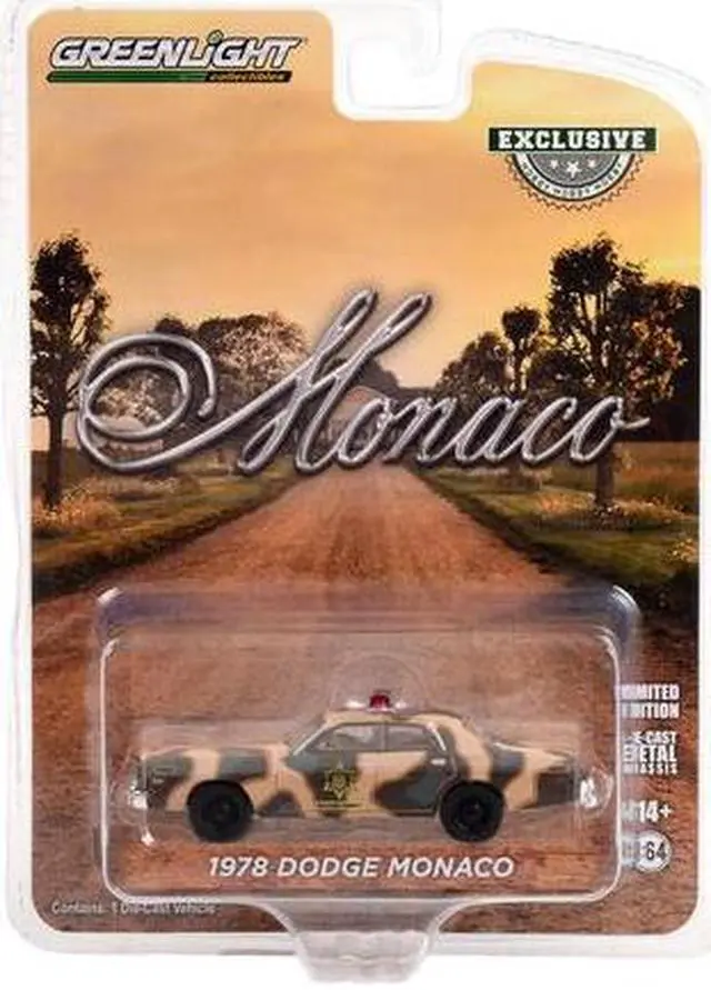 Main image of 1978 Dodge Monaco Brown Camouflage "Hazzard County Sheriff" "Hobby Exclusive" Series 1/64 Diecast Model Car by Greenlight