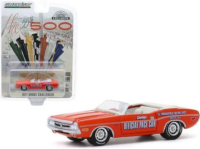Alt view image 6 of 6 - 1971 Dodge Challenger Convertible Official Pace Car Orange "55th Indianapolis 500 Mile Race" "Hobby Exclusive" 1/64 Diecast Model Car by Greenlight