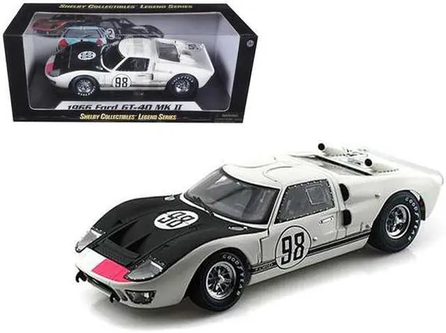 Alt view image 6 of 7 - 1966 Ford GT-40 MK 2 #98 White 1/18 Diecast Car Model by Shelby Collectibles
