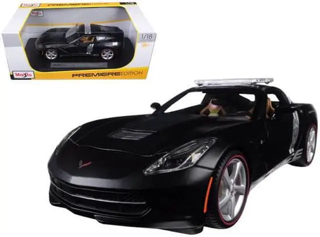 Main image of 2014 Chevrolet Corvette C7 Stingray Police Matt Black 1/18 Diecast Model Car by Maisto