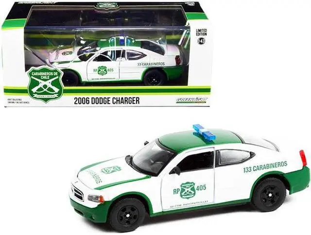 Alt view image 4 of 7 - 2006 Dodge Charger Police Car White and Green \Carabineros de Chile" 1/43 Diecast Model Car by Greenlight"
