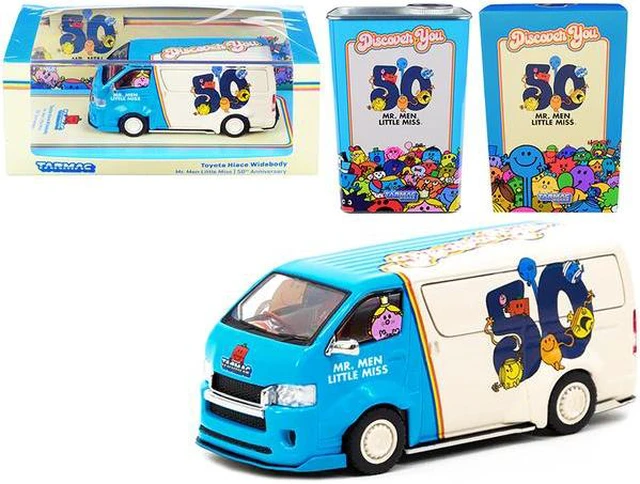Alt view image 3 of 3 - Toyota Hiace Widebody Van "Mr. Men Little Miss 50th Anniversary" (1971-2021) with METAL OIL CAN 1/64 Diecast Model Car by Tarmac Works