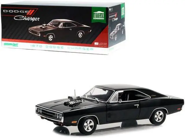 Main image of 1970 Dodge Charger with Blown Engine Black "Artisan Collection" Series 1/18 Diecast Model Car by Greenlight