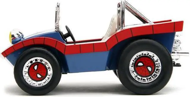Main image of Dune Buggy Red and Blue with Graphics and Spider-Man Diecast Figure "Marvel Spider-Man" 1/24 Diecast Model Car by Jada